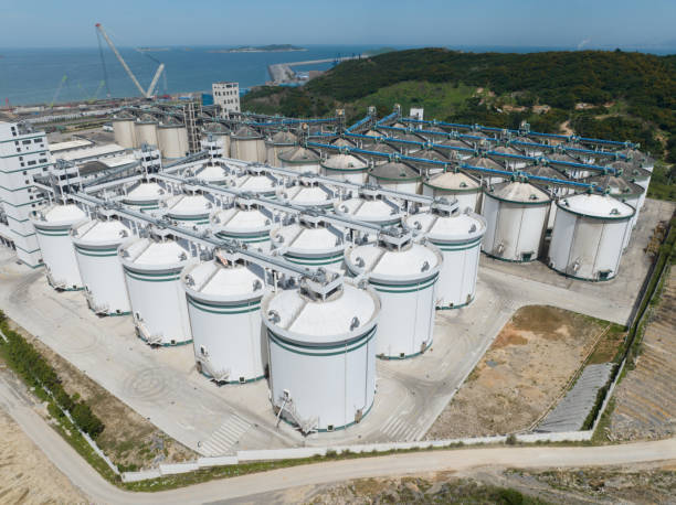istock Bird's eye view of grain storage warehouse 2156134385