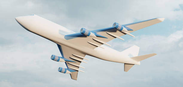 istock airplane flying in the sky cloudy sky 3D illustration 2156135202