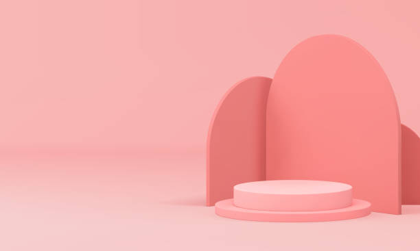 istock Pink 3d showroom elegant podium pedestal for beauty product show realistic vector illustration 2156150602
