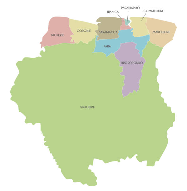 istock Vector map of Suriname with districts and administrative divisions. Editable and clearly labeled layers. 2156152064