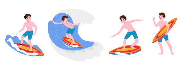 istock Human characters of surfers with their boards 2156155796