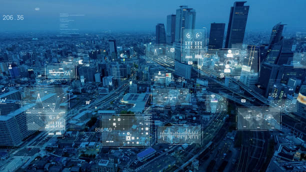 istock Smart city and communication network concept. Digital transformation. 2156156933