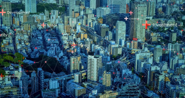 istock Smart city and communication network concept. Business network. 2156156942