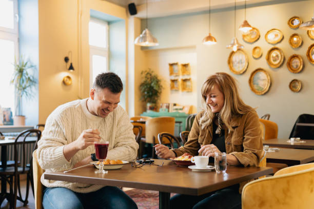 istock Couple having fun on lunch in restaurant 2156159908