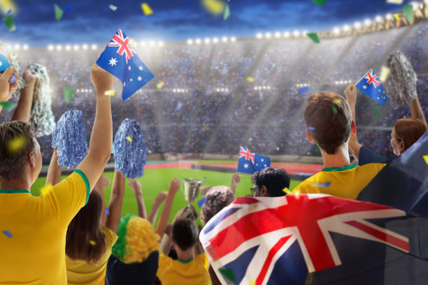 istock Australia fans on stadium. Australian supporters. 2156159991
