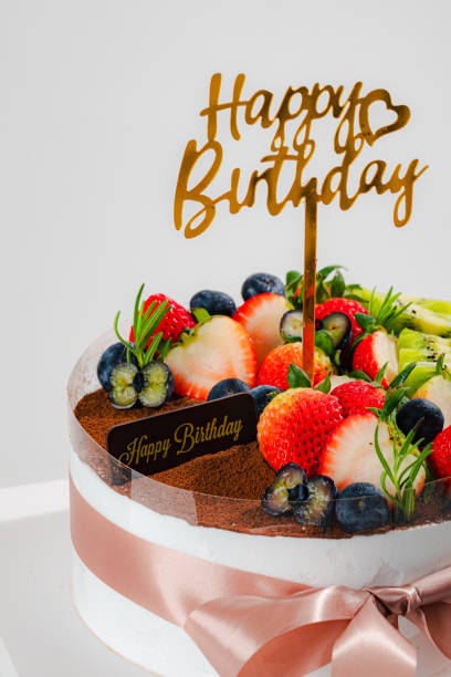 istock Delicious birthday cake with Strawberry,fruit and candle on light background.panoramic cover or banner concept. 2156162590