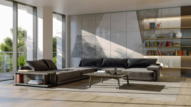 istock Large luxury modern bright interiors Living room mockup illustration 3D rendering image 2156166467