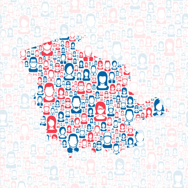 Logan County, West Virginia. Map with blue and red People Map of Logan County - West Virginia, with a large group of people. The faces are blue and red and represent patriots. The color blue for the Democratic Party and the color red for the Republican Party. Conceptual creative map, can symbolize the unity, cooperation, teamwork, patriotism... Vector Illustration (EPS file, well layered and grouped). Easy to edit, manipulate, resize or colorize. Vector and Jpeg file of different sizes. logan west stock illustrations
