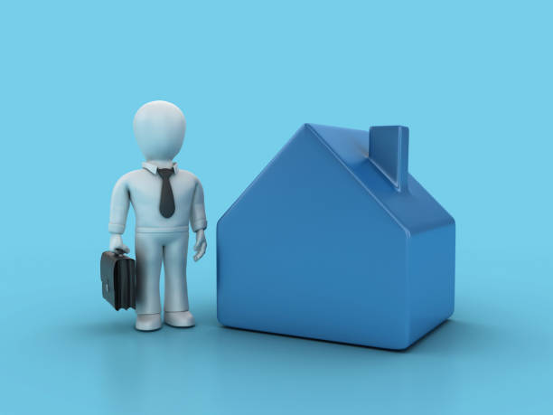 istock 3D House with Cartoon Business Person 2156169587