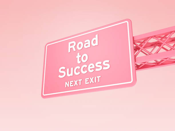 Road Sign with ROAD TO SUCCESS Phrase - Colored Background - 3D rendering