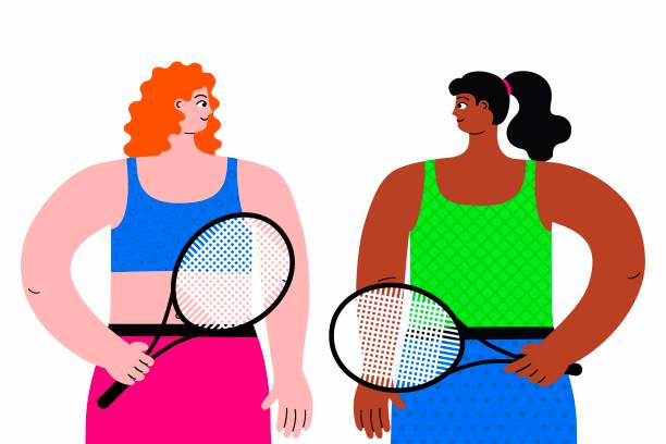 istock A vibrant illustration featuring two active women about to play tennis. 2156173532