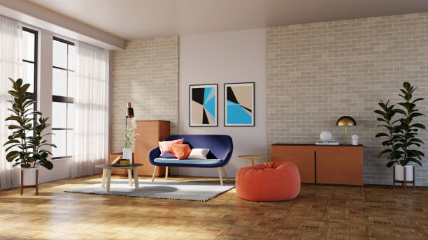 istock Large luxury modern bright interiors Living room mockup illustration 3D rendering image 2156174310