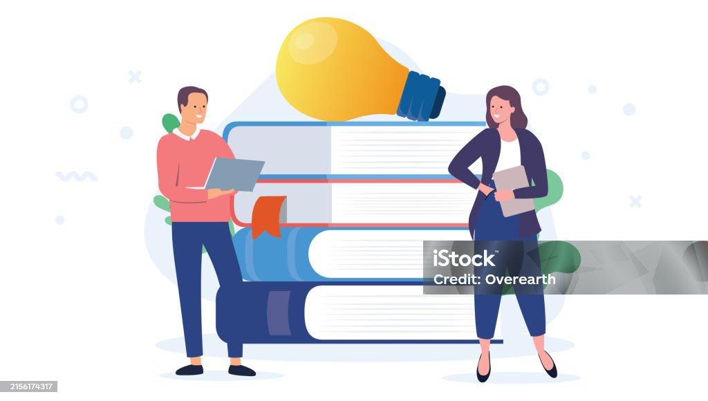 People Studying And Gaining Knowledge Stock Illustration - Download ...