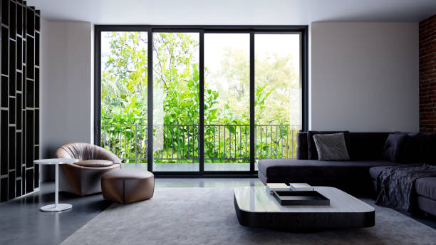 istock Large luxury modern bright interiors Living room mockup illustration 3D rendering image 2156174345
