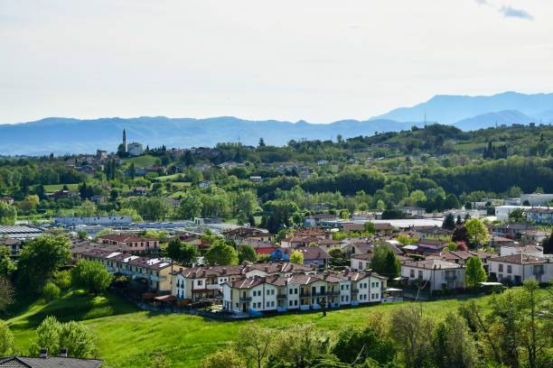 istock village in mountains, photo as a background 2156174804