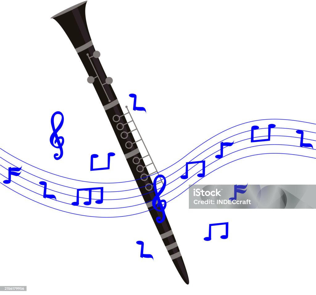 Random Clarinet Note Clarinet Instrument With Musical Note Stock Illustration - Download ...