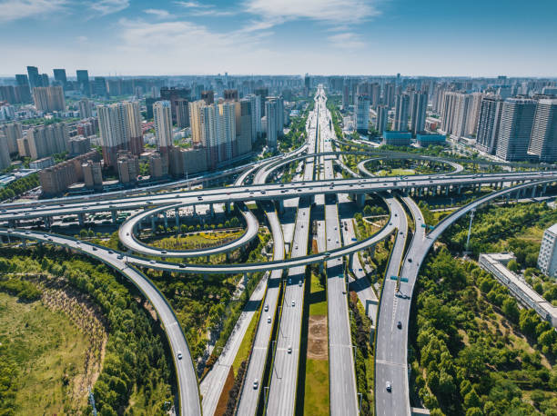 istock Aerial view of Highway road junctions 2156183340