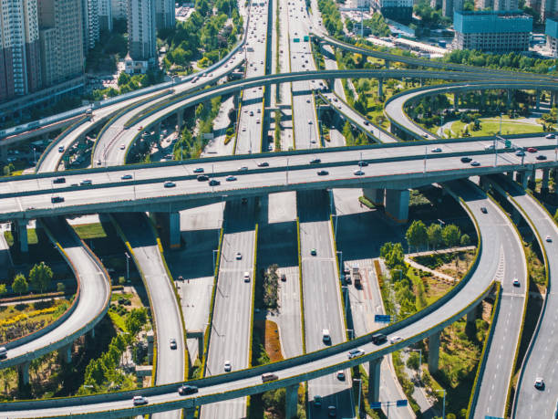 istock Aerial view of Highway road junctions 2156183342