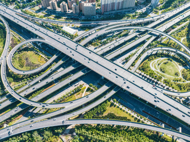 istock Aerial view of Highway road junctions 2156183480