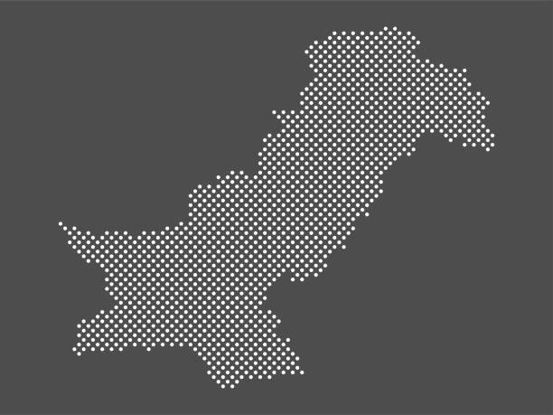 pakistan karte punkt auf grauem hintergrund. gepunktete karte islamische republik pakistan. vektor eps10. - pakistan stock-grafiken, -clipart, -cartoons und -symbole