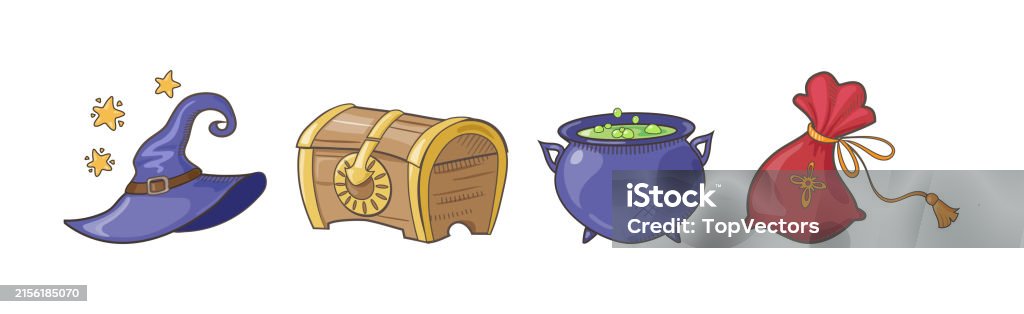 Magic Objects And Items For Wizardry And Sorcery Vector Set Stock ...