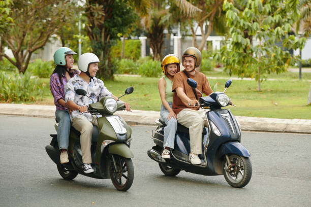 istock Riding Motorbikes with Friends on a Sunny Day 2156185504