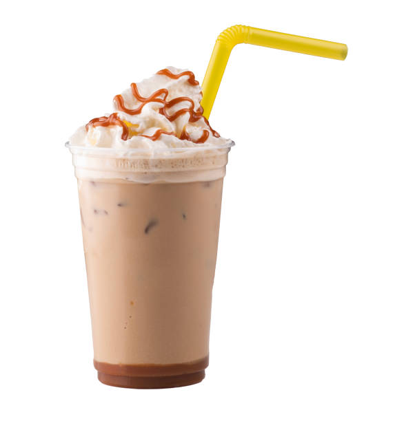 istock cold brew iced coffee with whipped cream caramel topping and dulce de leche isolated with straw 2156192994