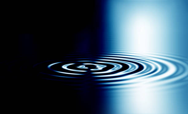 istock Wallpaper, 3D liquid ripples or graphics of blue circular waves with a metallic reflection on the surface. Texture, effect and art deco of movement in a futuristic pool or smooth zen water background 2156199436