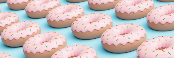 istock Repetitive flat lay of doughnuts 3d render 2156206028