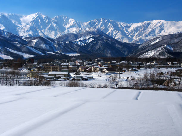 istock Hakuba Mountain Range and Hakuba Village covered in snow 2156210707