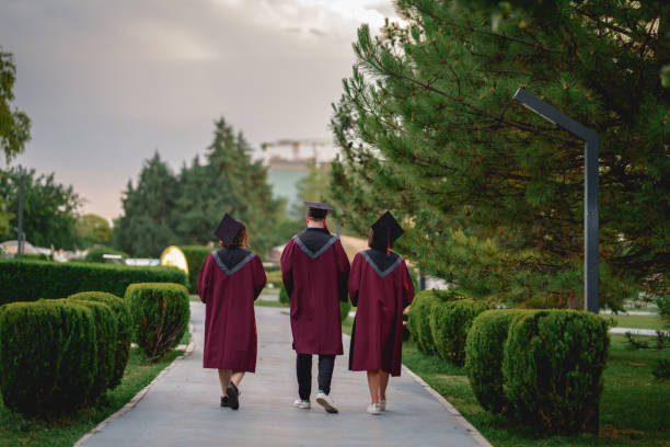 Group of college students  graduation day.