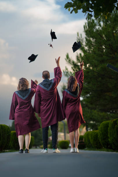 Part of a Series: group of college students  graduation day.