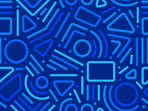 garis pola biru mulus latar belakang modern - kontras tinggi ilustrasi stok