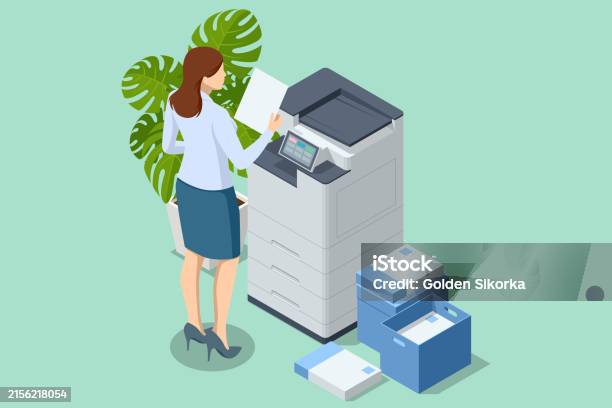 Isometric Office Multifunction Printer Scanner Print Copy Scan Fax For ...