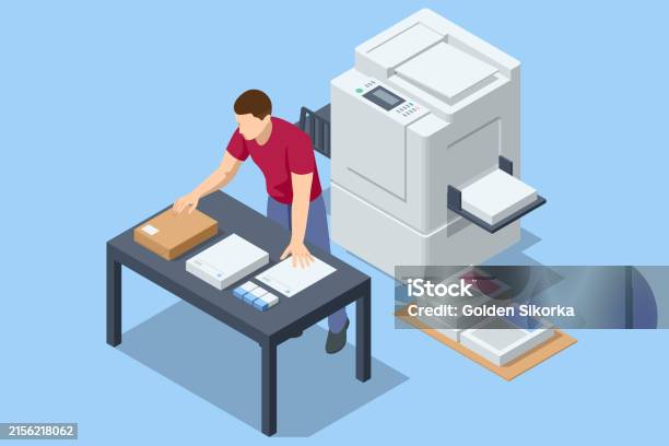 Isometric Office Multifunction Printer Scanner Print Copy Scan Fax For ...