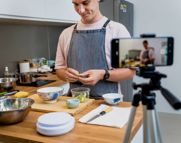 istock The chef is broadcasting live from workshop how to prepare a vegetarian food 2156220602