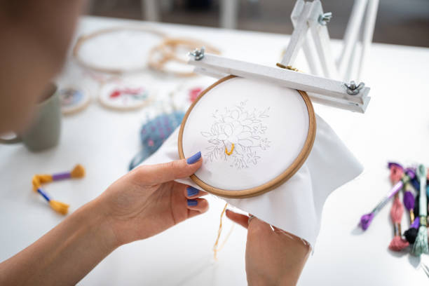 Hand-embroidered flower motif