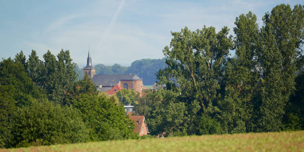Panoramic view on small village with church