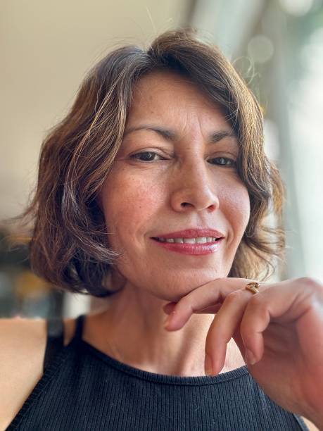 Portrait of short brown hair woman