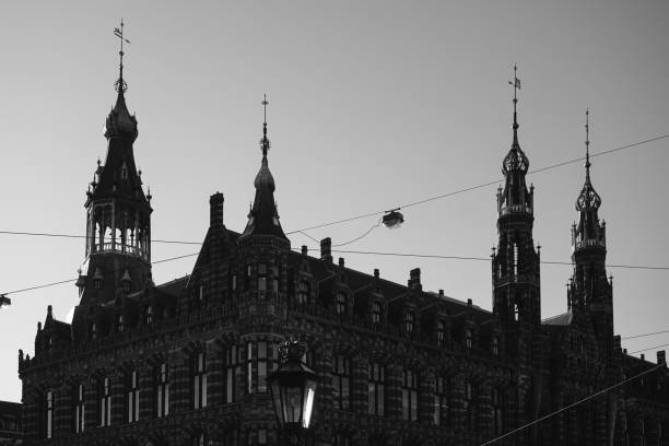 istock Low angle view of a famous landmark in black and white 2156224232