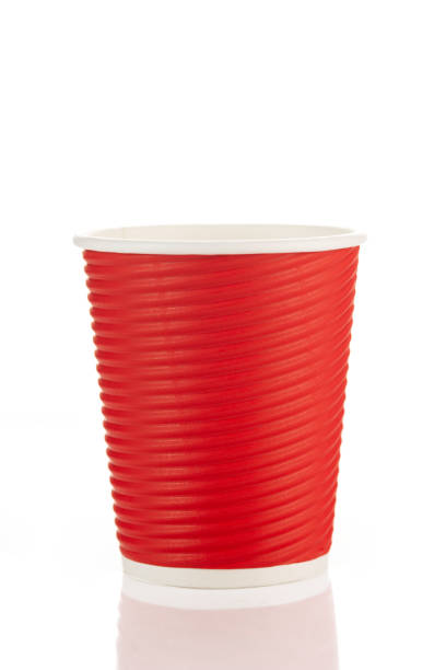 istock Red paper corrugated cup for coffee isolated on the white background 2156224937