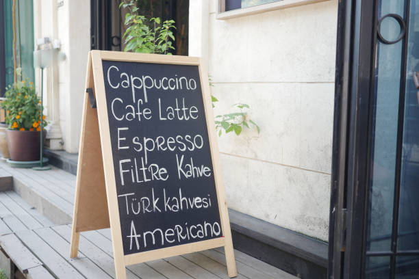 istock Cafe menu on black board outdoor 2156225363