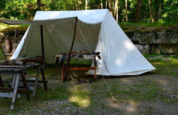 istock A small cloth tent being a temporary workstation of a blacksmith with all the key tools displayed, including grinder, worktable, anvil, hammer, and other equipment typical for medieval artisans 2156228461