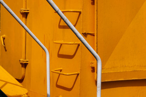 Yellow metal wall backgrounds, textures and patterns in ferry