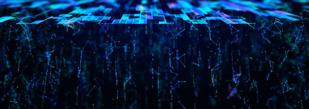 istock Sci-fi background. Digital wave with many particles. Template for festive presentation. 3d rendering 2156233899