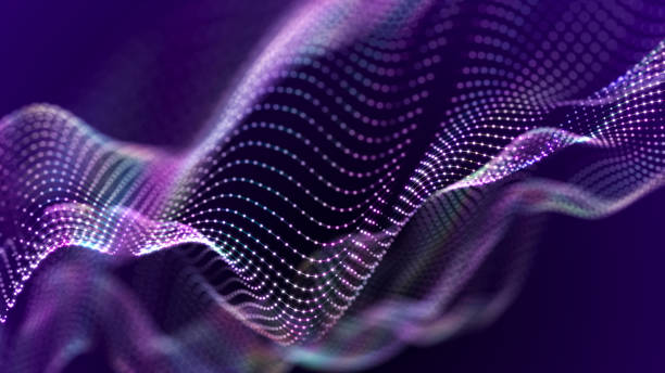istock Futuristic wave with many dots. Abstract motion background of colored dots. Technology or science. 3d 2156234320