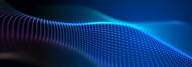 istock Futuristic wave with many dots. Abstract motion background of colored dots. Technology or science. 3d 2156235139