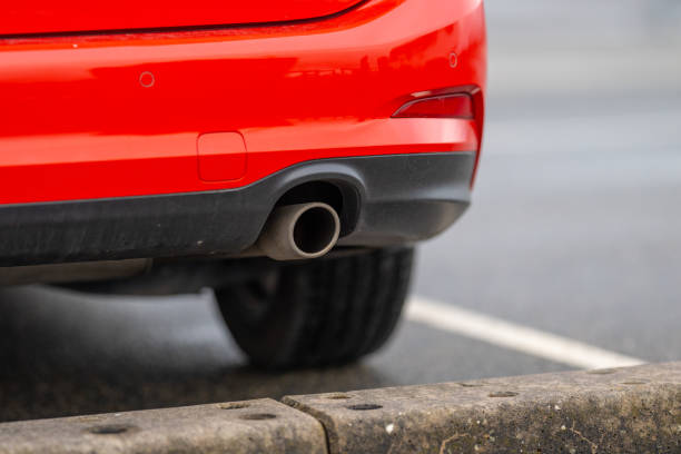istock Rear bumper of a red car.. 2156243363