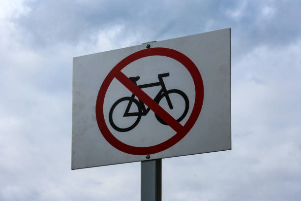 istock Road sign with a crossed out bicycle 2156243399