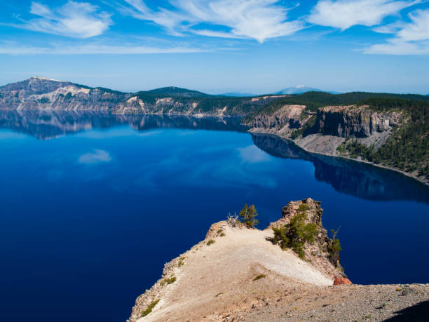 close view of clouds reflections and sky in Crater Lake, Oregon, USA